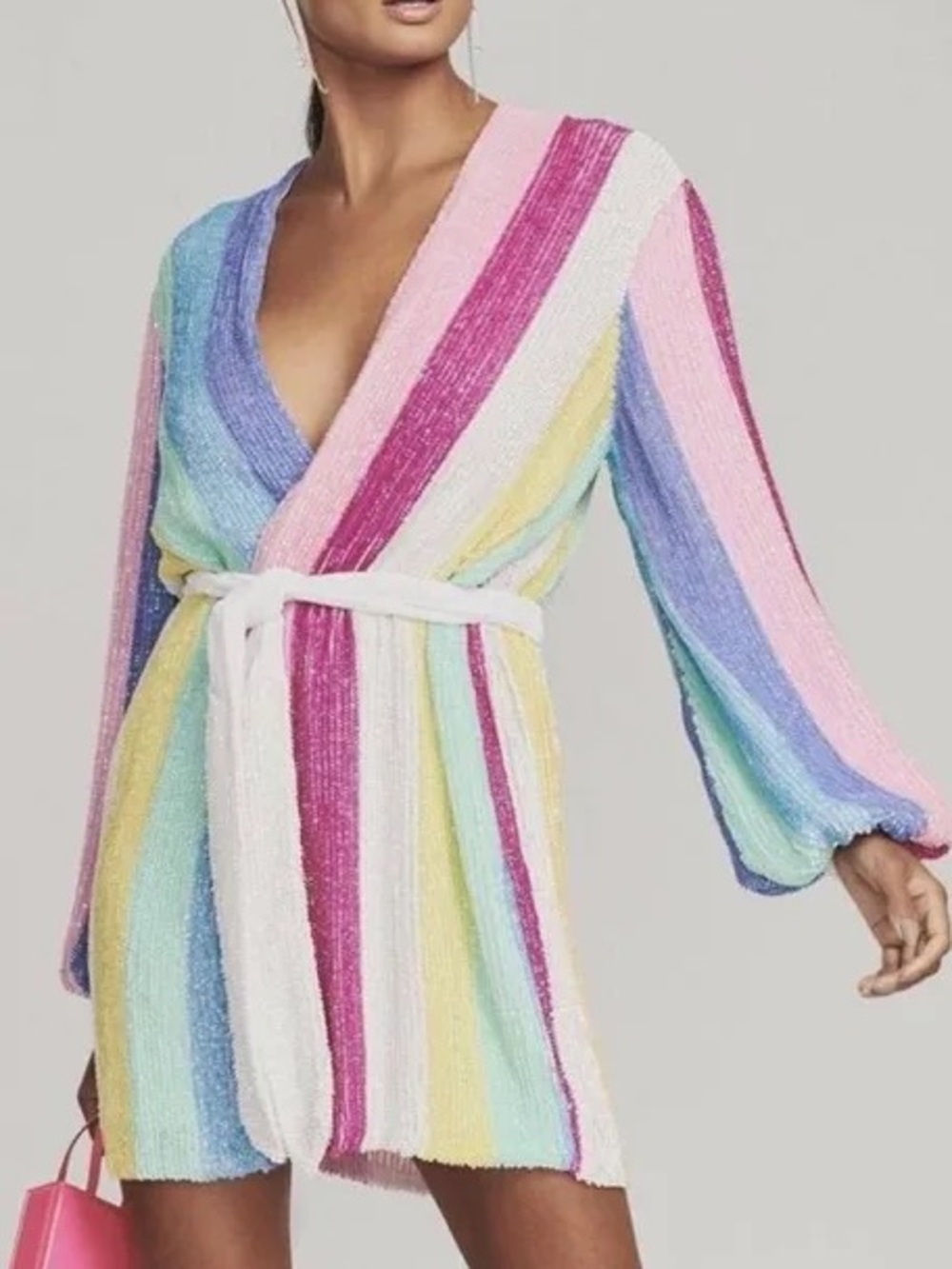 Retrofete Multicolor Striped Sequin Mini Dress